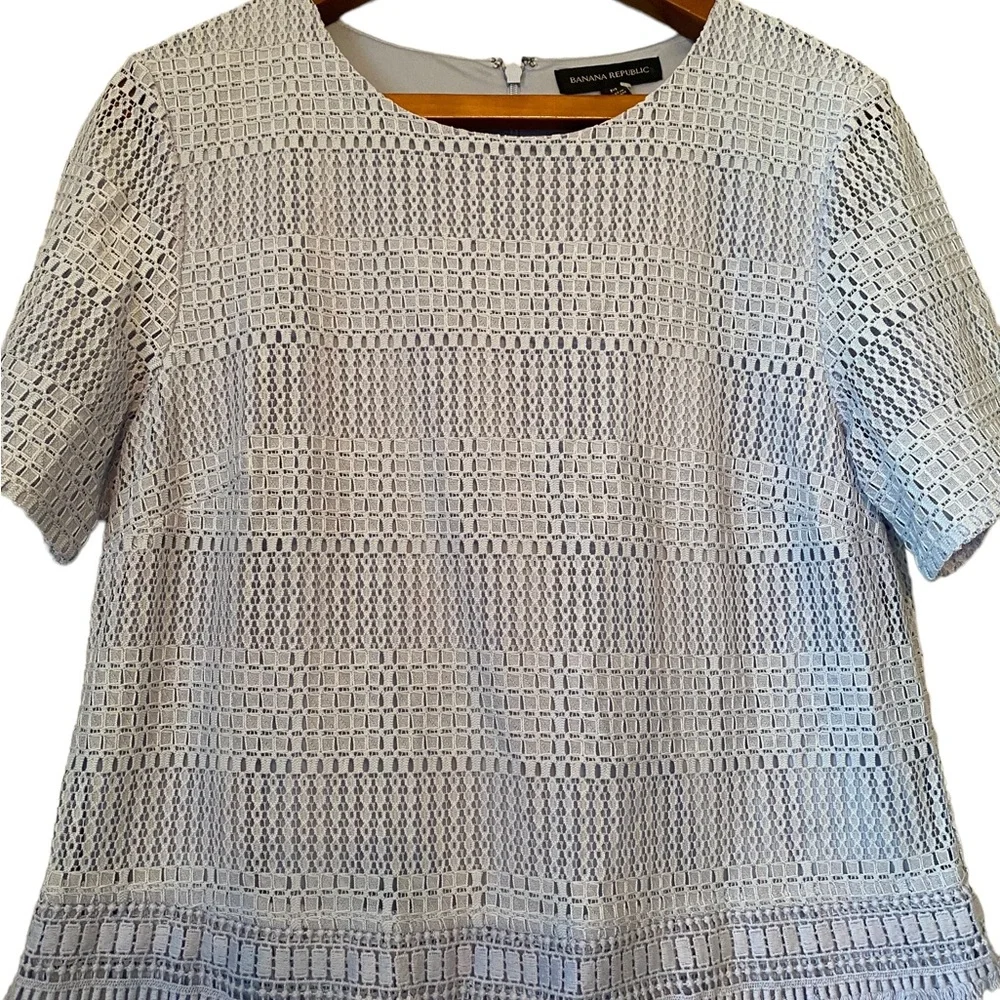 Banana Republic Light Lavender Peplum Short Sleeved Top with Fringe